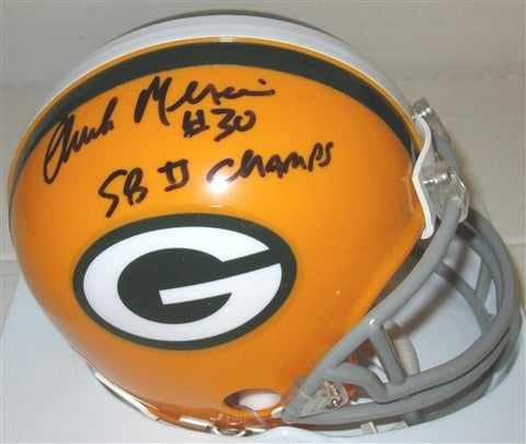 Packers CHUCK MERCEIN Signed Mini Helmet AUTO w/ SB II CHAMPS