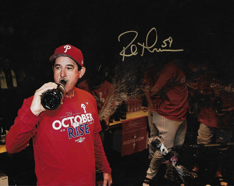 Rob Thomson NLCS Locker Room Celebration Autographed Phillies 8x10 Photo JSA PSA