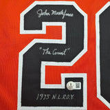 Framed Autographed/Signed John Montefusco 35x39 Orange Jersey Beckett COA