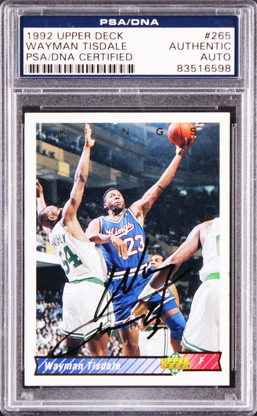 Kings Wayman Tisdale Authentic Signed 1992 Upper Deck #265 Card PSA/DNA Slab 1