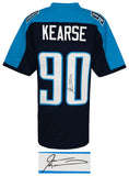 Jevon Kearse (TITANS) Signed Blue Throwback Custom Football Jersey -SCHWARTZ COA