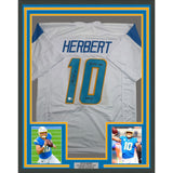 Framed Autographed/Signed Justin Herbert ROY 35x39 White Jersey Beckett COA