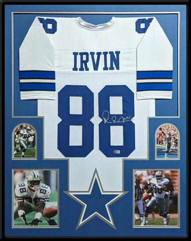 FRAMED DALLAS COWBOYS MICHAEL IRVIN AUTOGRAPHED SIGNED JERSEY BECKETT HOLO