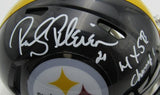 Rocky Bleier HOF Signed/Inscr Black Mini Helmet Steelers Beckett Witness 191560
