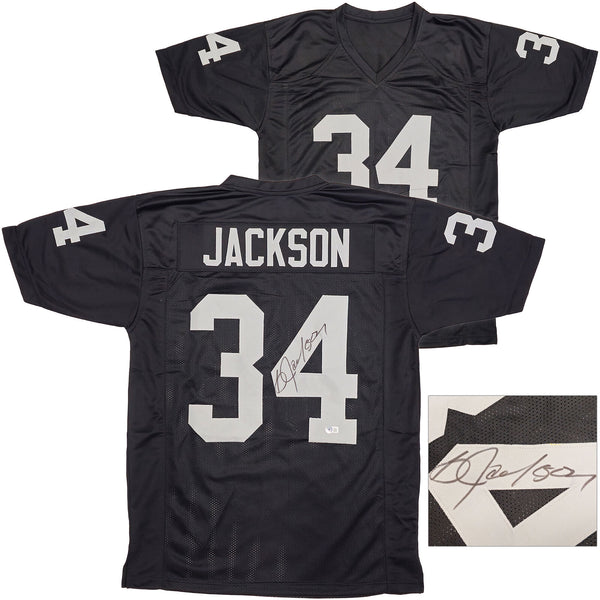 OAKLAND RAIDERS BO JACKSON AUTOGRAPHED BLACK JERSEY BECKETT BAS WITNESS 226423