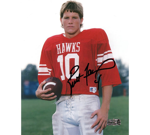 Brett Favre Signed Hancock High Hawks Unframed 8x10 Photo - Black Ink