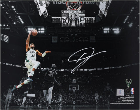 Giannis Antetokounmpo Bucks Autographed 11x14 Dunk vs Pacers Spotlight Photo