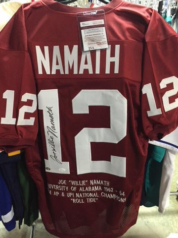 Joe "Willie" Namath Signed Alabama Stat Jersey / Super Bowl III MVP / Jets / JSA