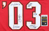 2003 "XXXVII SB Champs" Team-Signed Jersey by 6 Tampa Bay Buccaneers (JSA COA)