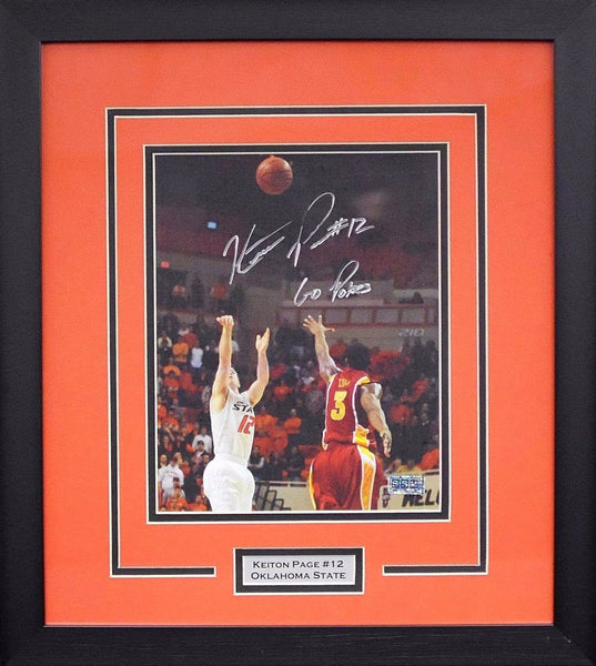 KEITON PAGE SIGNED OKLAHOMA STATE COWBOYS 8x10 FRAMED PHOTO W/ GO POKES