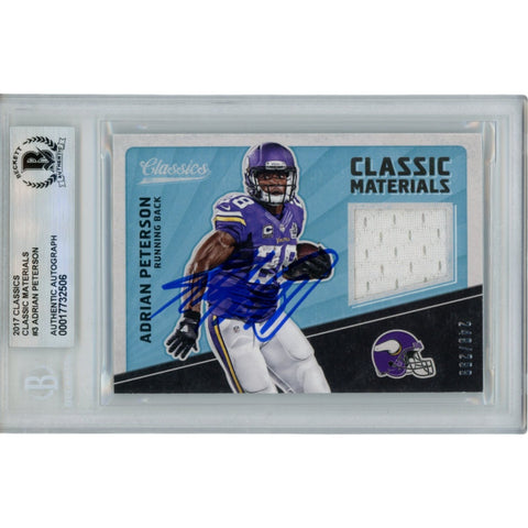 Adrian Peterson Autographed 17 Panini Classics Patch Trading Card Beckett 49812