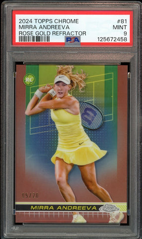 2024 Topps Chrome Tennis Rose Gold /20 Mirra Andreeva Rookie PSA 9 MINT