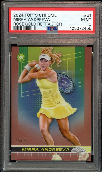 2024 Topps Chrome Tennis Rose Gold /20 Mirra Andreeva Rookie PSA 9 MINT