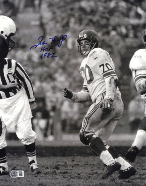 Sam Huff Autographed 11x14 Photo New York Giants "HOF 1982" Beckett QR #BS30538