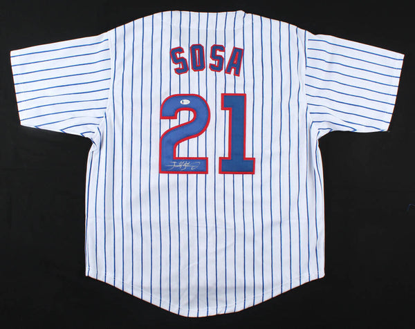 Sammy Sosa Signed Chicago Cubs Jersey (Beckett) 600 HR Club / 1998 H.R. Race