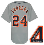Miguel Cabrera Signed Grey Custom Baseball Jersey w/Triple Crown -(SCHWARTZ COA)