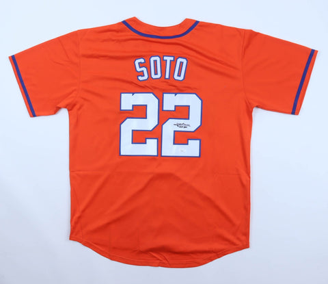 Juan Soto Signed New York Meta Red Throwback Jersey (Beckett) N.Y. Outfielder