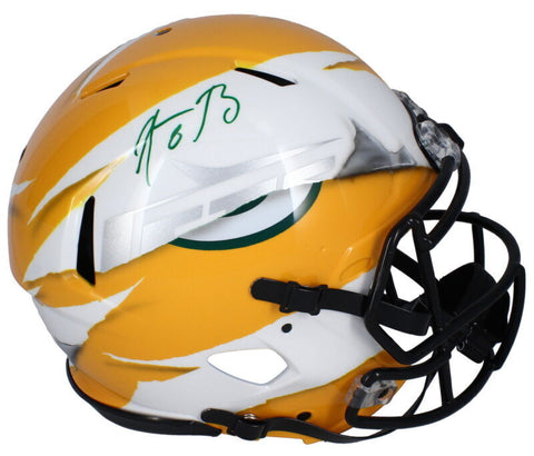 Aaron Rodgers Autographed Packers / Jets ECC Ripped Authentic Helmet Fanatics