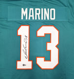 MIAMI DOLPHINS DAN MARINO AUTOGRAPHED TEAL JERSEY BECKETT BAS QR STOCK #239889