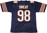 CHICAGO BEARS MONTEZ SWEAT AUTOGRAPHED SIGNED BLUE JERSEY JSA STOCK #233377