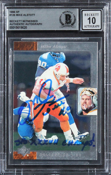 Bucs Mike Alstott "XXXVII Champs!" Signed 1996 SP #126 RC Card Auto 10! BAS Slab