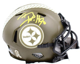 TJ Watt Autographed Steelers Salute to Service Speed Mini Helmet- Beckett W Holo