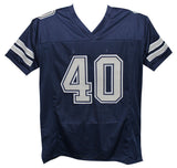 Bill Bates Autographed/Signed Pro Style Blue XL Jersey 3x Champs Beckett 39299