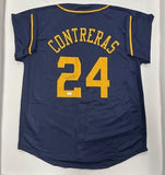 Brewers Catcher WILLIAM CONTRERAS Signed Custom Replica Blue Jersey AUTO - JSA