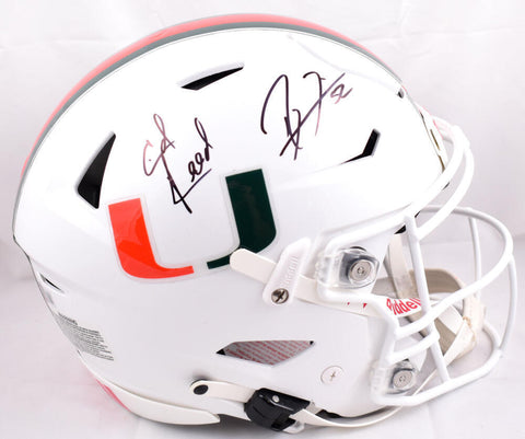 Ed Reed Ray Lewis Signed Miami Hurricanes F/S Speed Flex Helmet - Beckett W Holo