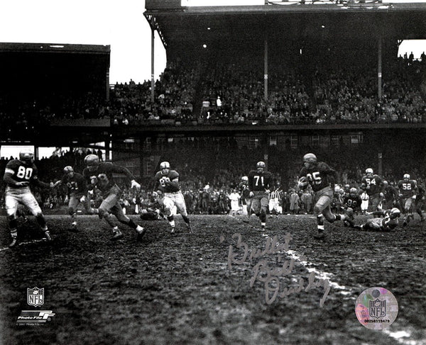Bill Dudley Signed Steelers B&W Action 8x10 Photo w/Bullet - (SCHWARTZ COA)