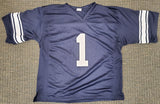 BYU COUGARS ZACH WILSON AUTOGRAPHED NAVY BLUE JERSEY BECKETT BAS STOCK #191151