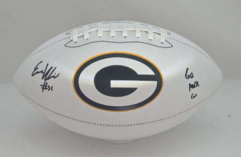 Green Bay Packers EMANUEL WILSON Signed White Panel Replica Football AUTO - BAS