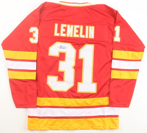 Rejean Lemelin Signed Calgary Flames Jersey (JSA COA) NHL Career 1974 till 1993