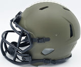 TERRY BRADSHAW AUTOGRAPHED STEELERS GREEN SALUTE TO SERVICE MINI HELMET BECKETT