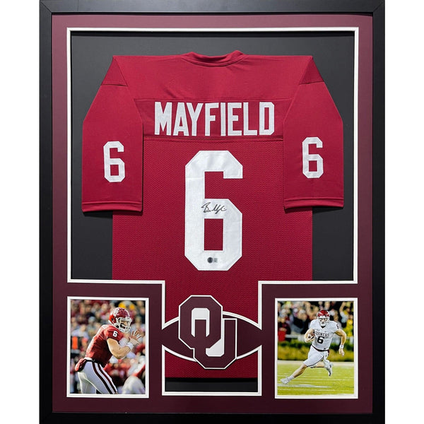 Baker Mayfield Autographed Signed Framed Oklahoma OU HW Jersey BECKETT