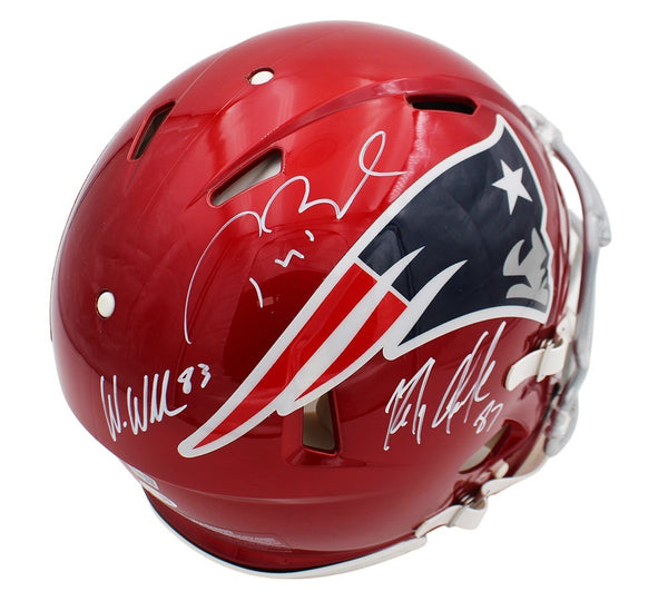 Multi Signed New England Patriots Speed Auth Flash Helmet- R Gronkowski/T Brady