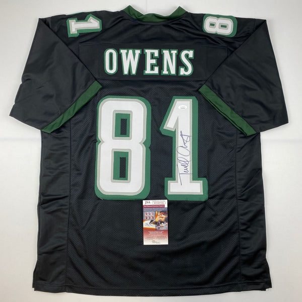 Autographed/Signed Terrell Owens Philadelphia Black Football Jersey JSA COA Auto