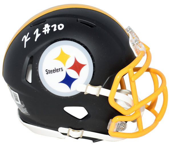 KALEB JOHNSON SIGNED PITTSBURGH STEELERS FLAT BLACK SPEED MINI HELMET BECKETT