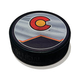 Colorado Avalanche Official NHL Hockey Puck | Colorado Flag & Burgundy Jersey