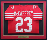 San Francisco 49ers Christian McCaffrey Signed Framed Red Jersey Beckett