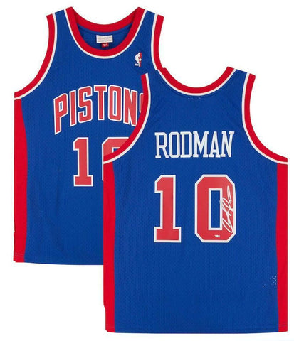 DENNIS RODMAN Autographed Detroit Pistons Blue Mitchell & Ness Jersey FANATICS