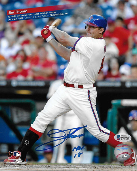 Jim Thome Autographed Phillies 13 Walk-Off Home Runs 8x10 W/ HOF 18 Beckett