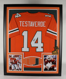 Vinny Testaverde Signed Miami Hurricanes 35"x 43" Custom Framed Jersey (JSA COA)