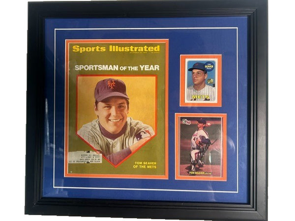 Tom Seaver Autographed Card & Mets Collage -- Framed | JSA COA