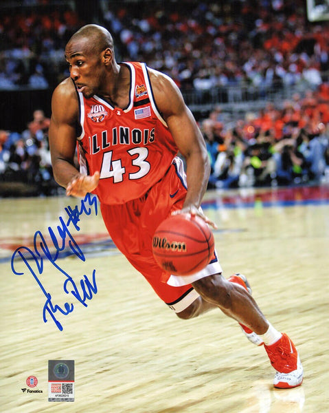 Roger Powell Jr. Signed Illinois Orange Jersey Action 8x10 Photo w/Rev -(SS COA)