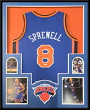 FRAMED NEW YORK KNICKS LATRELL SPREWELL AUTOGRAPHED INSCRIBED JERSEY PSA COA
