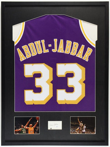 Kareem Abdul-Jabbar Signed Framed Cut Display w/ Jersey (JSA) Los Angeles Lakers
