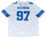 AIDAN HUTCHINSON AUTOGRAPHED DETROIT LIONS #97 NIKE 2024 WHITE JERSEY BECKETT