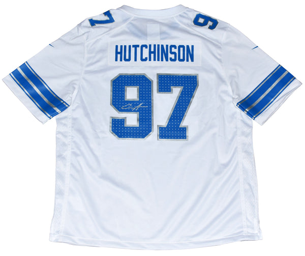 AIDAN HUTCHINSON AUTOGRAPHED DETROIT LIONS #97 NIKE 2024 WHITE JERSEY BECKETT
