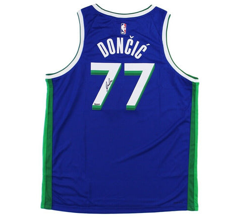 Luka Doncic Signed Dallas Mavericks Nike Swingman Royal Blue City NBA Jersey